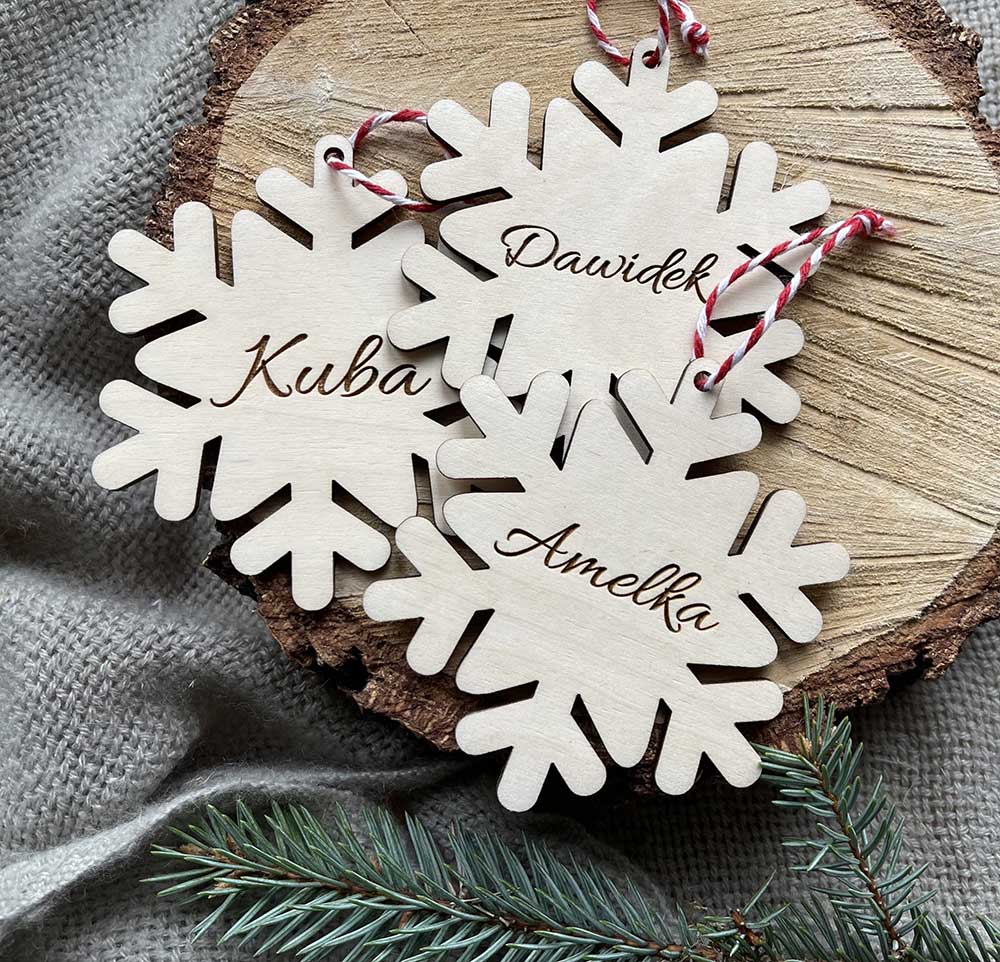 Bombka imienna śnieżynka