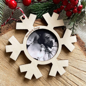 Śnieżynka ze zdjęciem. Spakowana gotowa do wręczenia