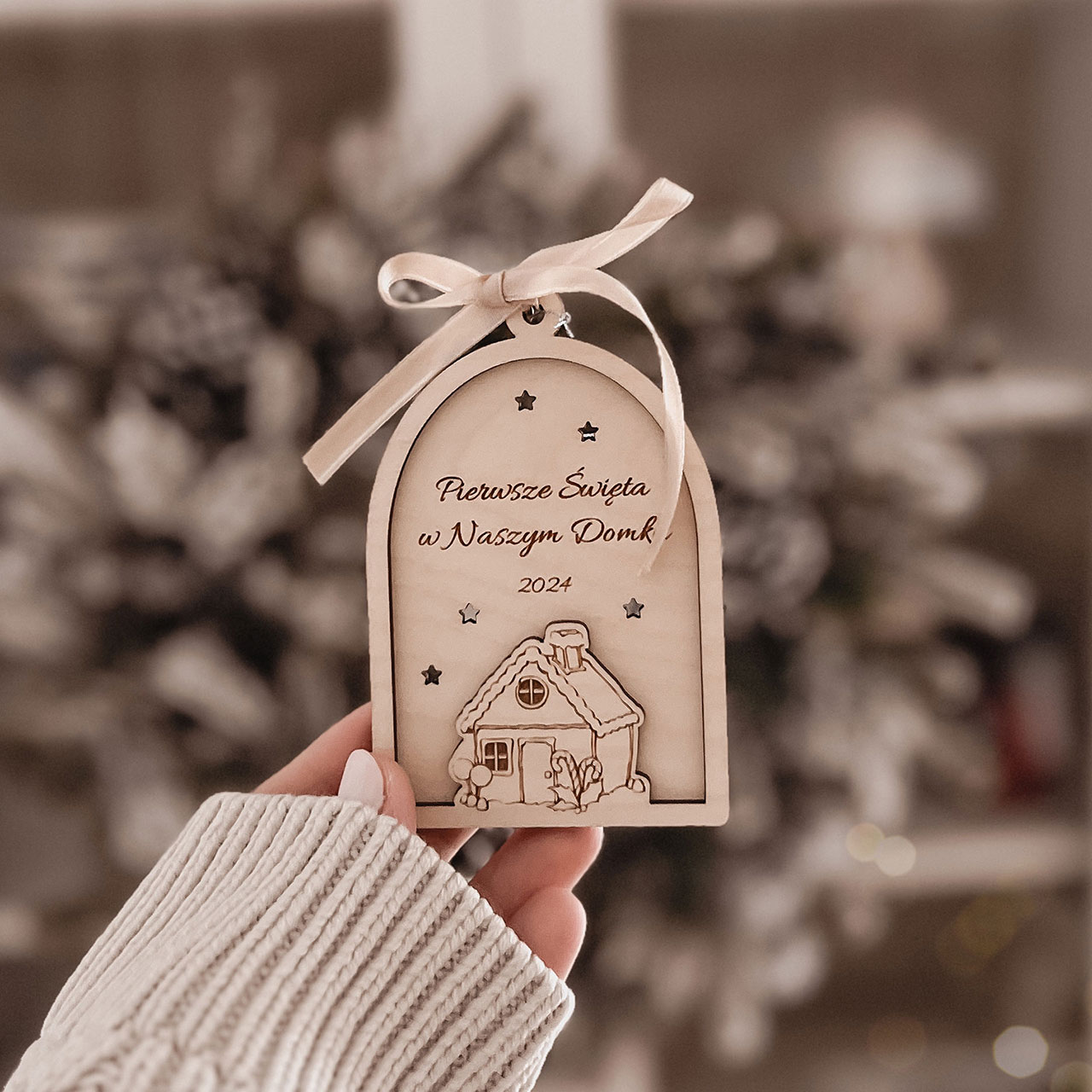 Bombka 3D domek z dowolnym napisem