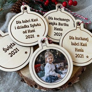 Bombka ze zdjęciem i życzeniami