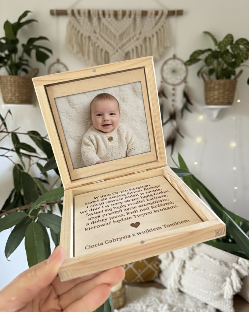 Pudełko na Chrzest ze zdjęciem