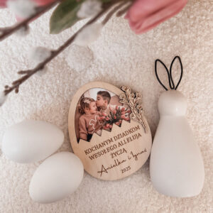 Magnes Jajko kwiatek z dowolnym napisem.