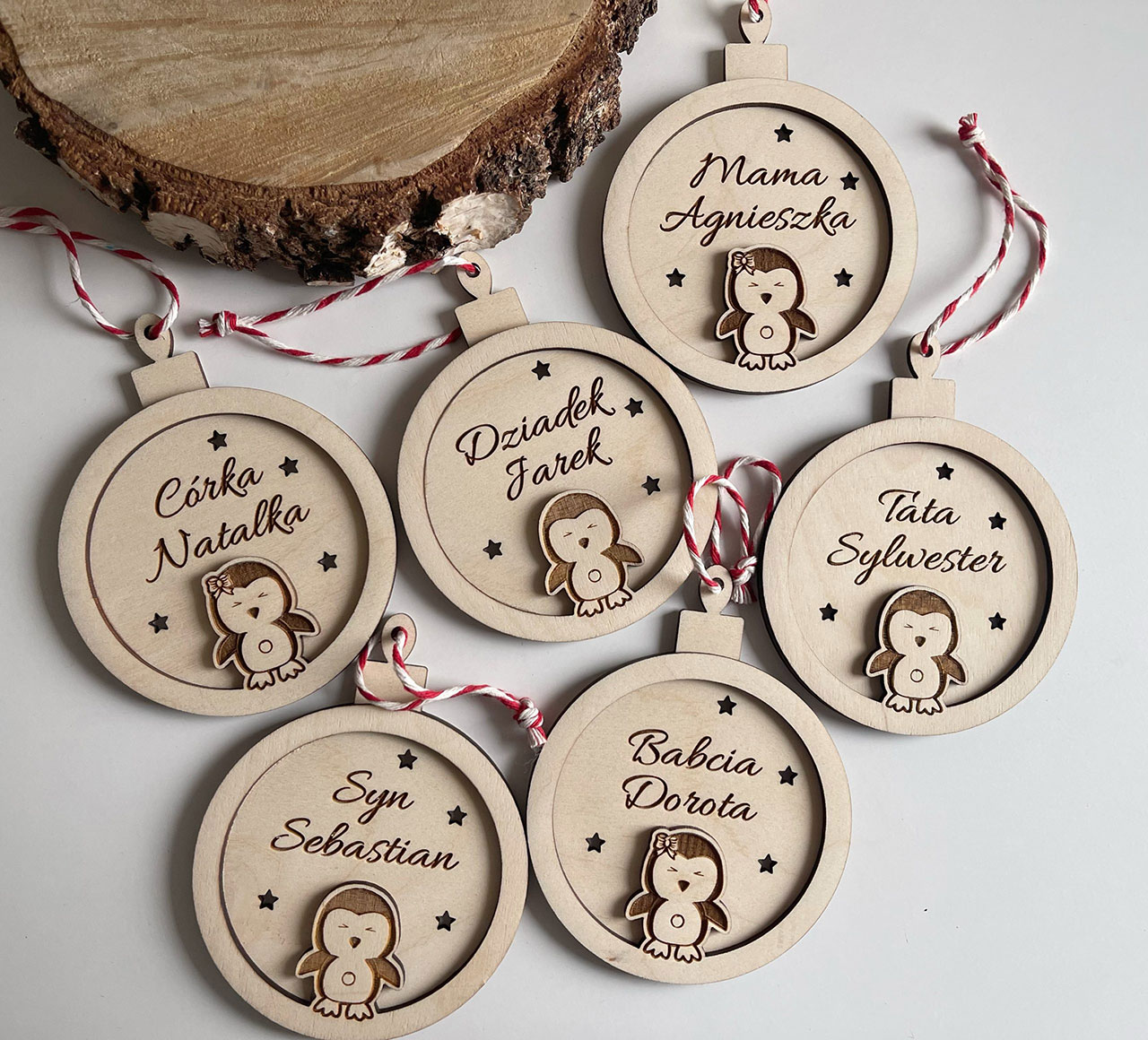 Rodzinne Bombki 3D Pingwiny