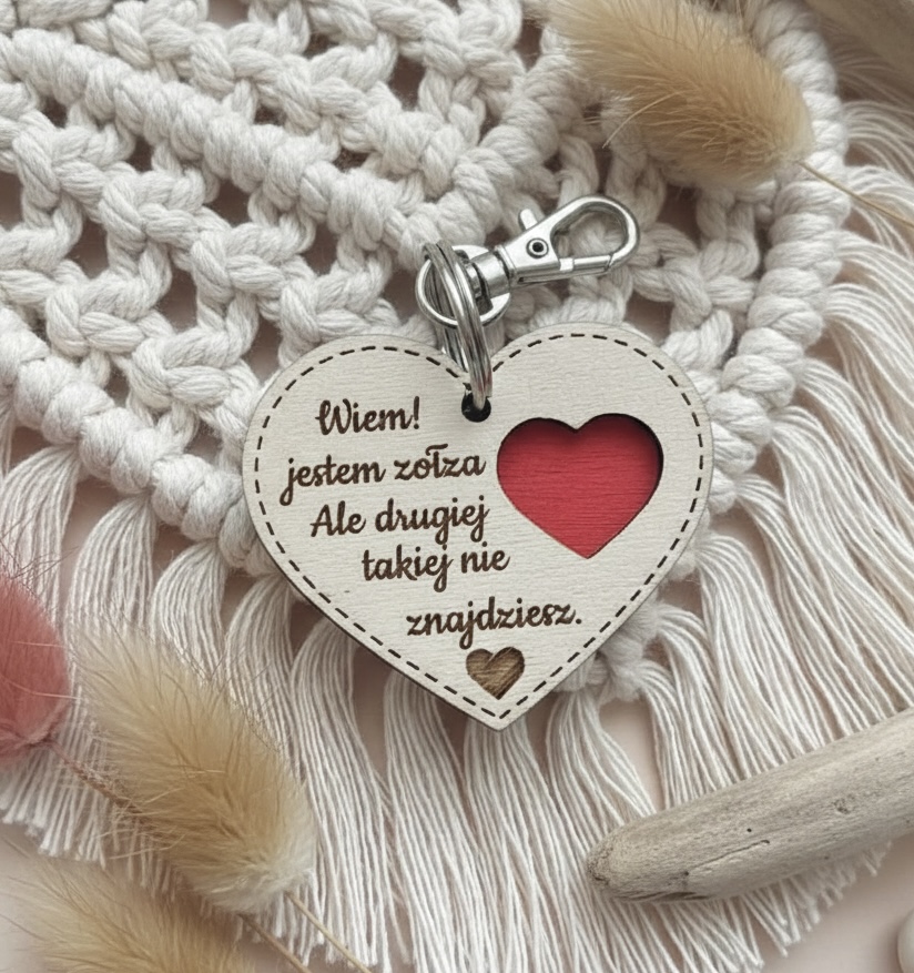 Brelok Serce z dowolnym napisem. Spakowany gotowy do wręczenia
