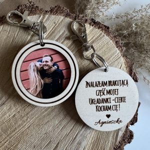 Brelok ze zdjęciem i dowolnym napisem