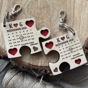 Breloki dwa puzzle z inicjałami