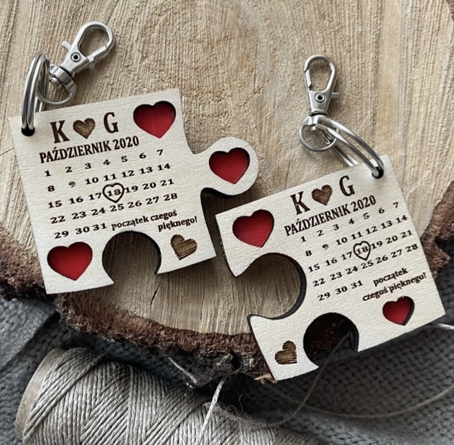 Breloki dwa puzzle z inicjałami