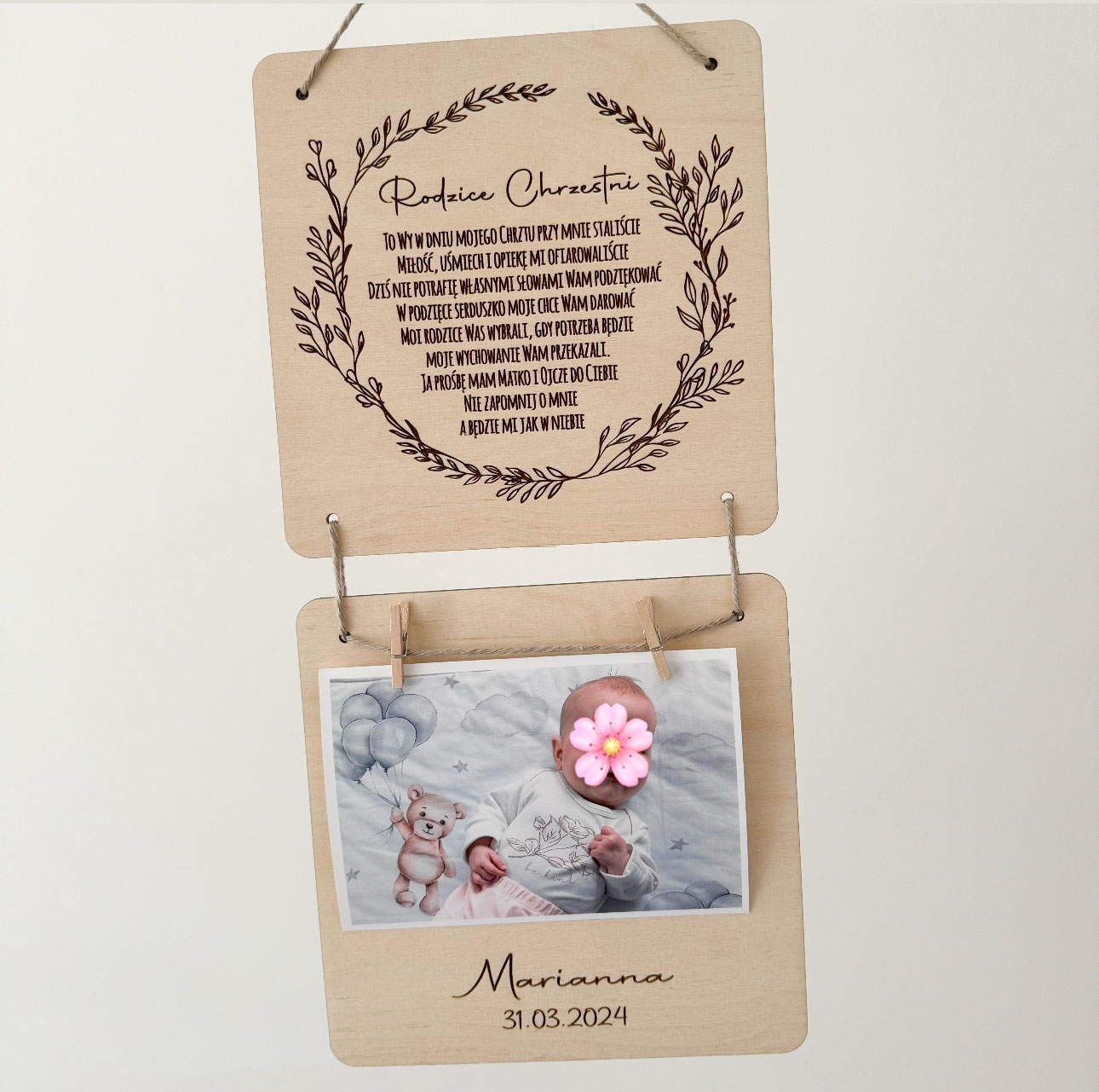 Tabliczka dla Chrzestnej/Chrzestnego z dowolnym wierszykiem