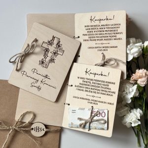 Karteczka Komunijna na pieniądze Krzyż