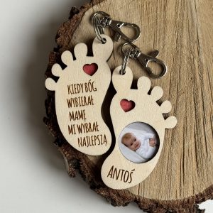 Brelok Stopa ze zdjęciem i dowolnym napisem przód i tył