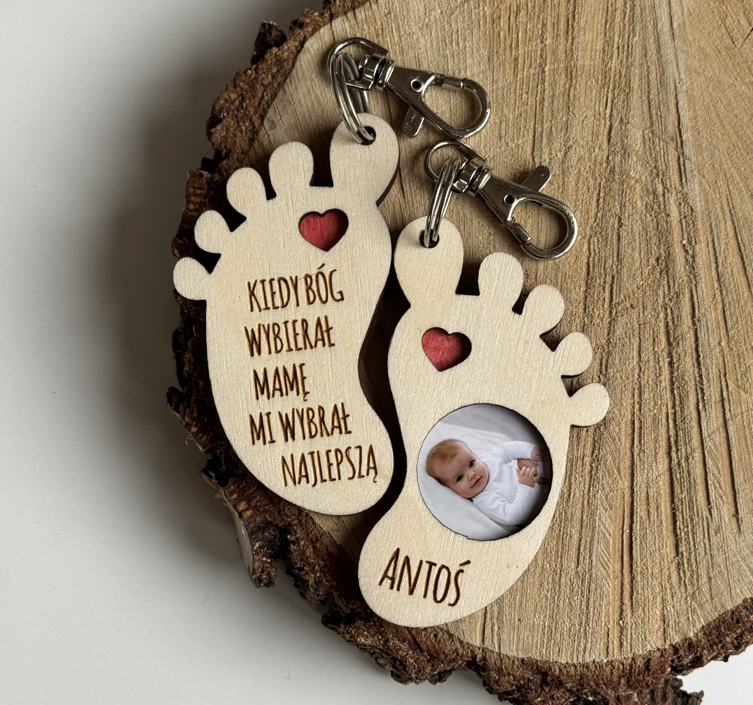 Brelok Stopa ze zdjęciem i dowolnym napisem przód i tył