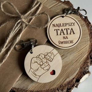 Brelok przód grafika w tyle dowolny napis