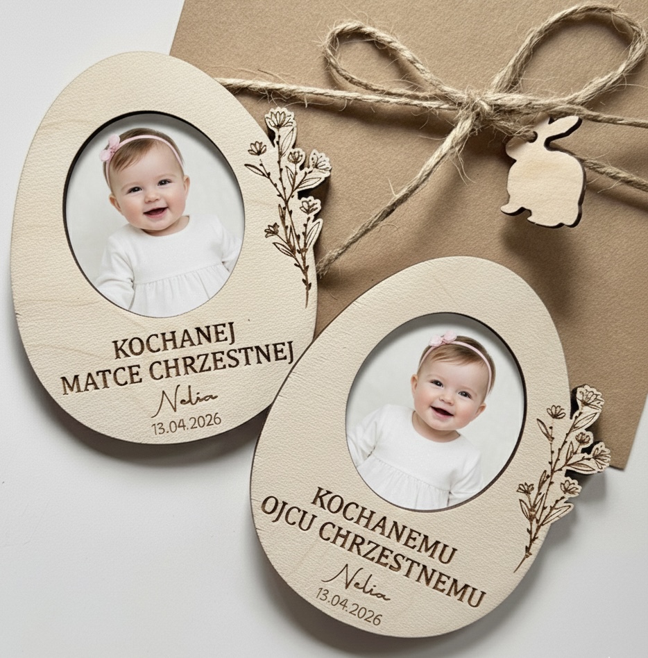 Dwa jajka magnesy ze zdjęciem i dowolnym napisem. Spakowane gotowe do wręczenia