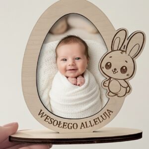 Wielkanocne duże jajko z podstawką i napisem Wesołego Alleluja .Spakowane gotowe do wręczenia