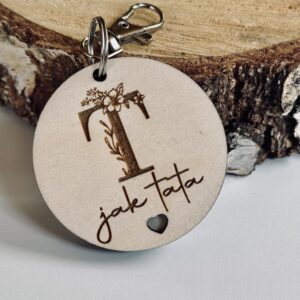 Brelok T jak tata! GRUBY z obustronnym grawerem