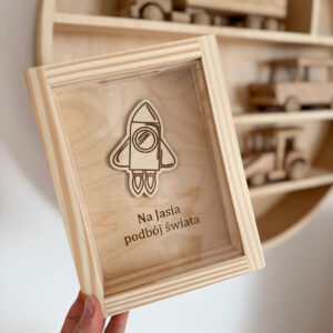 Skarbonka Rakieta z dowolnym napisem
